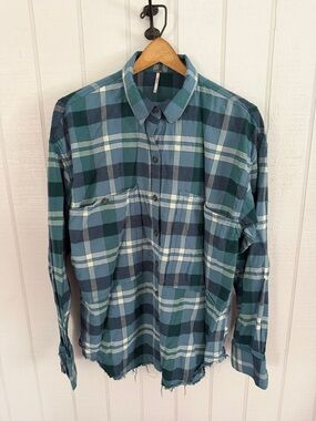 Free People Green & Blue Plaid Button-Down Shirt